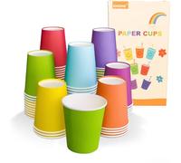 ENSINE Gobelet carton jetable pour café et jus de fruit 70PCS 250ml, gobelet jetable pour anniversaire et personnalisé, gobelet en papier en 7 couleurs, verre jetable pour boissons chaudes et froides