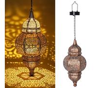 Enskatec Lampes solaires à suspendre, lanterne solaire d'extérieur en métal étanche, lanterne marocaine pour extérieur, patio, allée, cour, porche, jardin, décoration