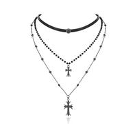 ENSKEFEN Collier vintage avec croix gothique pour femme, collier punk noir avec croix de sorcière, collier gothique, emo, grunge, vampire, one size, Laiton, Pas de gemme