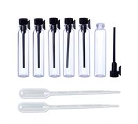 Enslz 100 pcs bouteilles de parfum échantillons Mini Noir avec couvercle en verre vides flacons compte-gouttes Bouteille pour Voyager et fête, Verre, claire, 1ml