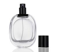 Enslz Flacon pulvérisateur de parfum rechargeable en verre vide de 50 ml, atomiseur de parfum de voyage, distributeur de parfum de rechange pour homme et femme (noir transparent)