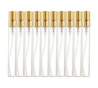 Enslz Lot de 10 flacons vaporisateurs de parfum rechargeables de 10 ml - Mini flacons d'essai en verre fin (doré)