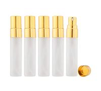 Enslz Lot de 10 flacons vaporisateurs vides en verre dépoli transparent de 5 ml pour parfum, voyage, maquillage, fête (doré)
