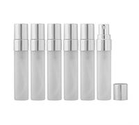 Enslz Lot de 10 flacons vaporisateurs vides en verre dépoli transparent de 5 ml pour parfum, voyage, maquillage et fête (argent)