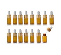 Enslz Lot de 15 mini flacons en verre ambré rechargeables pour huiles essentielles, parfums, échantillons de maquillage avec bouchon à vis doré (3 ml)