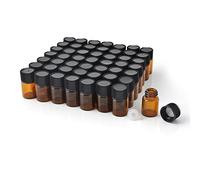 Enslz Lot de 50 mini flacons échantillons vides de 1 ml (1/4 Dram) 2 ml (5/8 Dram) ambré avec bec réducteur et bouchon avec 2 pipettes gratuites Marron 2 ml