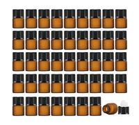 Enslz Lot de 50 mini flacons vides rechargeables en verre ambré pour huiles essentielles Marron, Marron, 2ml