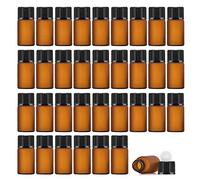 Enslz Lot de 50 mini flacons vides rechargeables en verre ambré pour huiles essentielles Marron, Noirs,transparent, 3ml