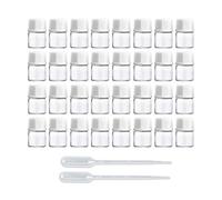 Enslz Lot de 50 petits flacons de parfum en verre transparent de 1 ml avec orifice - Couvercle blanc (transparent, 1 ml)