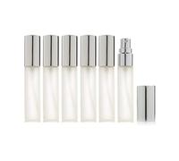 Enslz Lot de 6 flacons vaporisateurs en verre givré - 10 ml - Rechargeables - Pour parfum - 2 pipettes de 3 ml (argent)