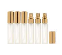 Enslz Lot de 6 flacons vaporisateurs en verre givré - 10 ml - Rechargeables - Pour parfum - 2 pipettes de 3 ml (doré)