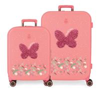 Enso Beautiful Natura Ensemble de valises Roses 55/70 cm Rigide ABS Fermeture TSA 116L 7,54 kg 4 Roues Doubles Bagage Main, Rose, Jeu de valises