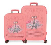 Enso Bonjour Coral Valise Set 55/70 cm ABS Rigide Serrure TSA Intégrée 116L 7.54 kg 4 Double Roues Bagage à Main