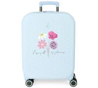 Enso Full of Flowers Valise Cabine Bleue 40 x 55 x 20 cm Rigide 3,22 kg Fermeture à Combinaison latérale ABS 3,22 kg 37 L Bagage à Main, Bleu, Talla única, Valise de Cabine