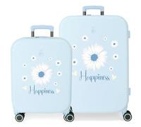 Enso Happiness Ensemble de valises Bleues 55/70 cm Rigide 7,54 kg Fermeture TSA ABS 7,54 kg 116L Bagage à Main