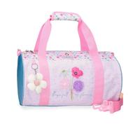 Enso Sac à dos enfant plein de fleurs, sac à dos scolaire, en polyester, doubles roues pivotantes multidirectionnelles, plusieurs façons de l'utiliser, rose et bleu