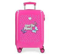 Enso Save the Planet Valise Trolley Cabine Rose 38x55x20 cms Rigide ABS Serrure à combinaison 34L 2,6Kgs 4 roues doubles Bagage à main