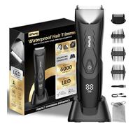 ENSSU Rasoir électrique pour le corps - Rasoir intime pour homme - Avec lame sûre - Sans fil - Avec lumière et station de charge - Étanche - Charge rapide 1H