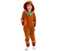 ensswliz Costume d'Halloween et de Noël pour adulte - Combinaison à capuche à manches longues et fermeture éclair pour homme et femme - Motif pain d'épice pour fête, jeu de rôle, cosplay (Marron