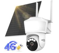 ENSTER 3G/4G LTE Caméra de Surveillance sans Fil Solaire, 2K Camera Extérieure avec Carte Sim, Détection de Personne, Suivi Automatique, Autonome sans WiFi, 10000MAh Batterie, Grand Panneau Solair