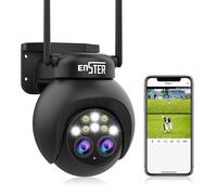 ENSTER Caméra Surveillance WiFi Exterieure avec à Double Objectif 4MP+4MP,8X Zoom Hybride,Suivi Automatique, Détection Humaine,Vision Nocturne Couleur