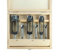 ENT 09151 Coffret de 6 coupe-tenons et mèches Forstner Ø 15, 20, 25 mm, en, acier à outils, pour connecteurs, chevilles et tenons en bois