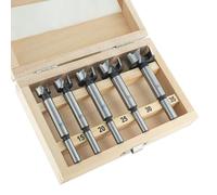 ENT 25100 Set de 5 mèches Forstner Ø 15-35 mm en acier à outils, pointe de centrage, pour trous borgnes, dans coffret en bois