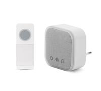 Entac Sonnette de porte avec émetteur plug-in AC, IP44, avec 1 pile CR2032, pour l'intérieur et l'extérieur