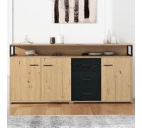 entapuk Buffet, 150 * 35 * 75,9 cm，Commode avec 3 Portes Et 3 Tiroirs, Armoire Polyvalente, Armoire De Rangement avec Poignées en Métal pour Chambres, Cuisine, Salons Et Bureaux