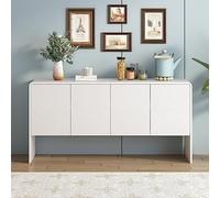 entapuk Buffet armoire avec 4 portes et dispositif de recul, pour salon et entrée (blanc) 152,5 x 40 x 76,5 cm