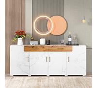entapuk Buffet, armoire de cuisine, armoire de rangement, 208 x 39,5 x 80 cm, commode avec 4 portes, 2 tiroirs, buffets
