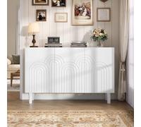 entapuk Buffet avec 3 Portes, Armoires avec Grand Espace De Rangement, Commode pour La Chambre Et Le Salon, Meuble Cloison Réglable, Meuble De Salon, Blanc, avec Base De Table De 16 Cm