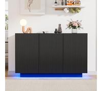 entapuk Buffet avec Éclairage, Commode À LED, Meuble De Salon Intelligent, Commande Bluetooth, Buffet À Rayures Verticales, Meuble De Rangement De 120 Cm