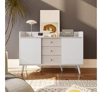 entapuk Buffet en bois blanc avec trois tiroirs, buffet pour chambre à coucher et salon - Buffet moderne avec compartiments de rangement - 80 x 117,5 x 40 cm (H x L x P)
