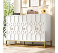 entapuk Buffet, Meubles De Rangement pour Salle À Manger Et Salon, Armoires À Motifs, Armoires Indépendantes, Meubles De Cuisine, avec Pieds Robustes en Fer, Blanc(120 × 40 × 85 cm)