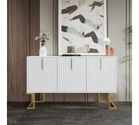 entapuk Buffet Moderne， Bar À Café avec 3 Portes, Portes D'armoire en U, avec Étagères Réglables, Poignées en Métal Et Base pour Salle À Manger Et Cuisine, 138 X 40 X 80,5 cm - (Blanc)