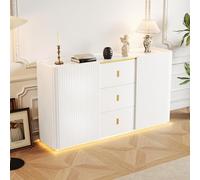 Entapuk Buffet Multifonctionnel LED Éclairage 150x35x80cm 2 Portes 2 Tiroirs Commode