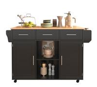 entapuk Desserte/Buffet De Salle À Manger, 139 X 46 (71) X 91,5 cm, Plateau en Bois Massif Rabattable, 4 Portes De Rangement, 2 Tiroirs, roulettes,pour La Salle À Manger Et La Cuisine, Noir