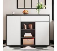 entapuk Meuble À Chaussures LED， 105 L X 39,5 B X 86 H(cm)， avec 2 Portes Et Un Tiroir avec Étagère À Chaussures Réglable, pour Entrée Salon, Peut Accueillir De 12 À 17 Paires