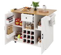 entapuk Meuble Buffet avec Tiroirs Et 2 Portes, Îlot De Cuisine, Armoire De Cuisine avec Grain De Bois, Table À Manger Multifonctionnelle, Étagères À Collation Et Armoires Fonctionnelles Extensibles