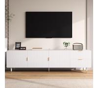 entapuk Meuble TV - 170 L X 36 B X 55 H(cm) - Table TV avec 2 Tiroirs Et 3 Portes, Étagères Réglables, Poignées Et Pieds Dorés, Pieds Réglables, Meubles De Salon