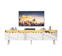 entapuk Meuble TV, 176 X 38 X 45 cm, avec 6 Pieds De Support, Buffet Bas avec 2 Tiroirs Et 2 Armoires, Meuble De Salon, Table TV, Compatible avec Les Jusqu'à 75 Pouces, Blanc