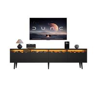 entapuk Meuble TV, 176 X 38 X 45 Cm, avec 6 Pieds De Support,éclairage LED, Buffet Bas avec 2 Tiroirs Et 2 Armoires, Meuble De Salon, Table TV, Compatible avec Les Jusqu'à 75 Pouces, Noir