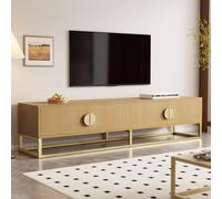 entapuk Meuble TV 180 Cm avec Veinure De Bois - Banc TV avec 4 Portes Texturées, Poignées Semi-circulaires, Convient comme Meuble De Divertissement, pour 70-79in Télévision