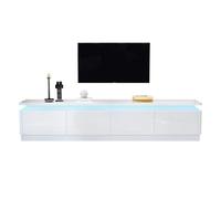 entapuk Meuble TV, 180 X 34 X 40 cm avec 2 Tiroirs Et LED Éclairage, Meuble Bas Haut Et, Panneau TV pour Téléviseur De 80 Pouces, Blanc
