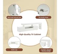 entapuk Meuble TV 192 * 37 * 53cm avec 3 Armoires, Table TV avec LED, Buffet Bas Haute Brillance, Adapté Aux Téléviseurs 85 Pouces, Blanc