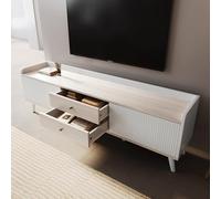 entapuk Meuble TV avec 2 Tiroirs, Table TV, Buffet TV Bas, Table Basse À Deux Portes Coulissantes, Salon Meuble, H 58 Cm, L 160 Cm, P 40 Cm pour 50 in Télévision