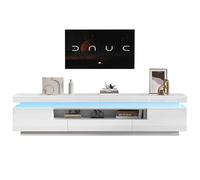 entapuk Meuble TV De Salon, 175 X 38 X 45 cm avec 2 Caissons Et 1 Tiroir, Éclairage LED, Espace De Rangement Semi-Ouvert, Adapté Aux Téléviseurs Jusqu'à 75 Pouces