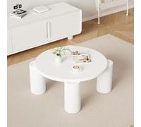 entapuk Table Basse White Cloud, Table D'appoint Moderne avec 4 Pieds De Support Robustes, Bord Rond, S'intègre Bien dans Le Salon, La Chambre, Le Balcon, La Terrasse