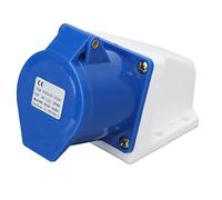 Entatial Prise européenne 220-250 V, Prise Industrielle Robuste à 3 Broches, connecteur Industriel Femelle Bleu à 3 Broches et 32A